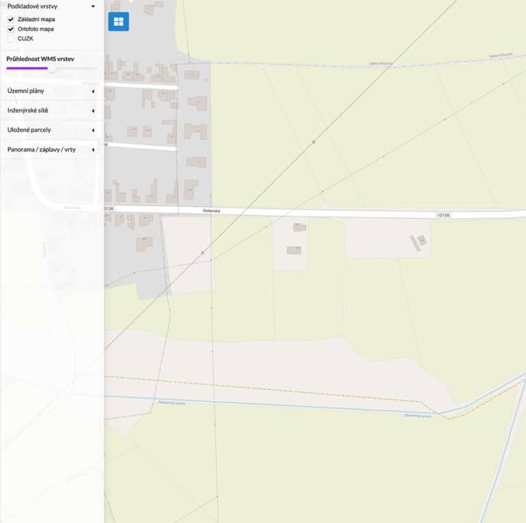 mapová aplikace Najdi pozemek – různé mapy