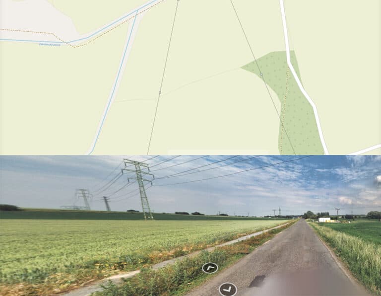 mapová aplikace Najdi pozemek – panorama